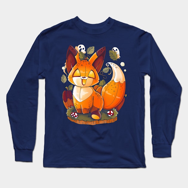 Pumpkin Fox Long Sleeve T-Shirt by Vallina84